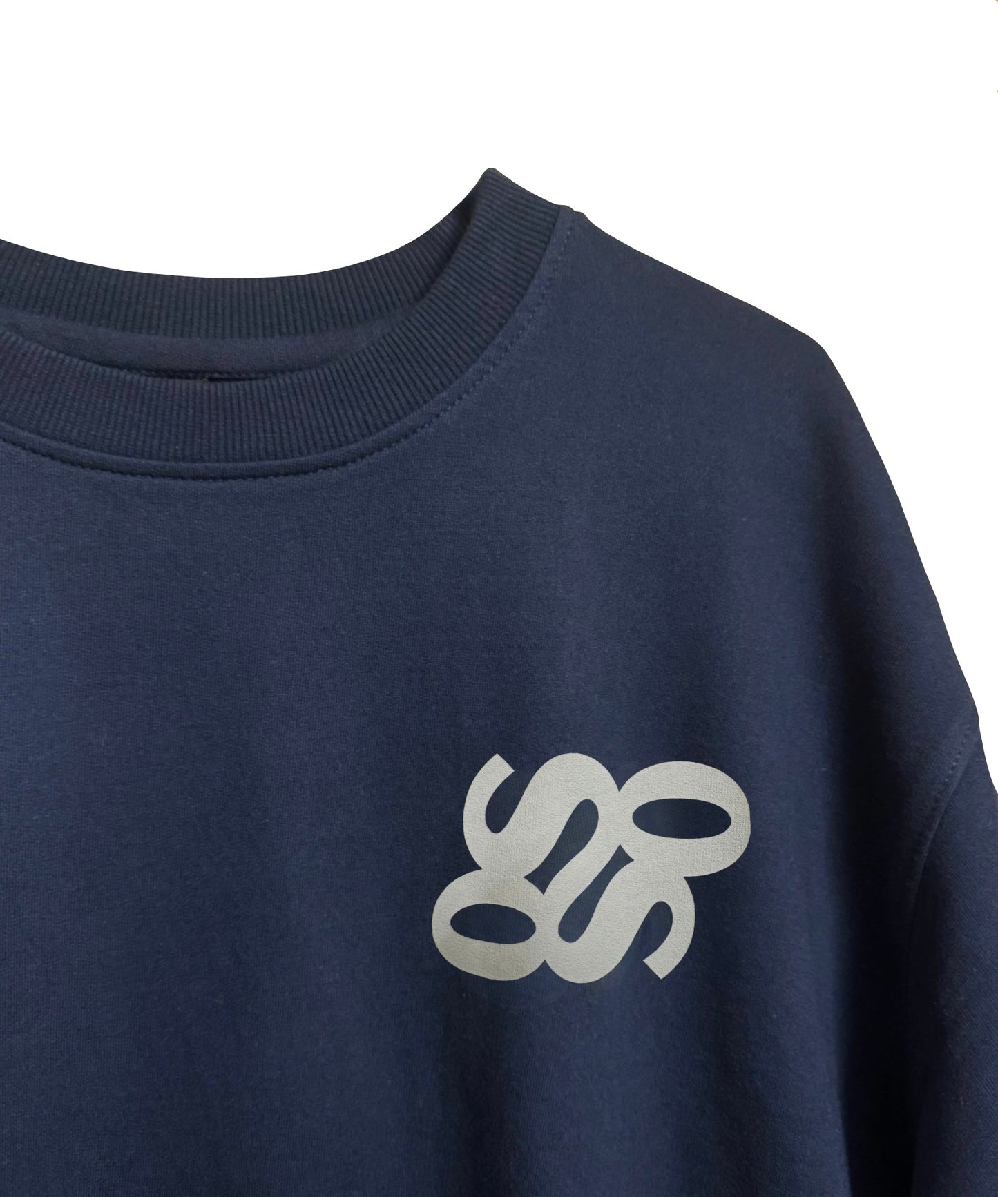 Blue oversized t-shirt with minimal SOS logo print on front – Premium 240 GSM streetwear basic.
