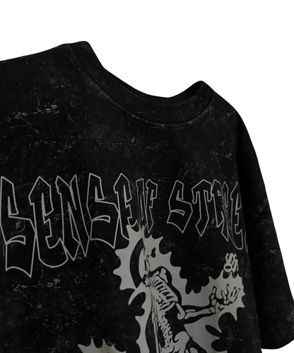 Shockwave Skeleton oversized streetwear t-shirt - Bestselling black graphic tee by Sense of Street