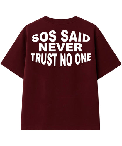 Raw Truth back graphic print on maroon 240 GSM heavy-weight cotton streetwear tee