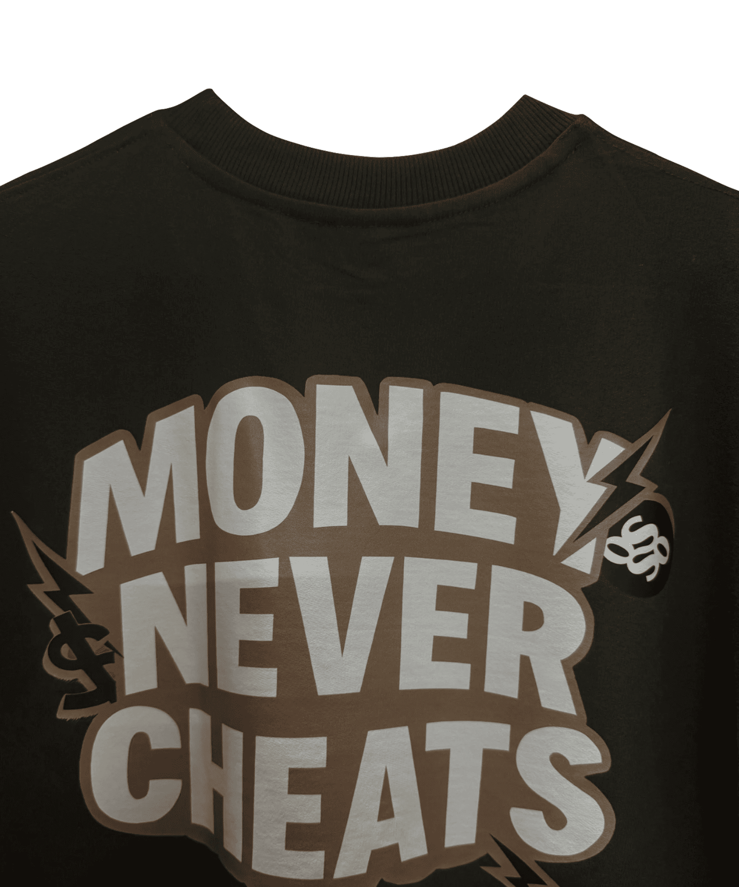 Money Talks t-shirt back graphic print on moss green 240 GSM cotton streetwear tee