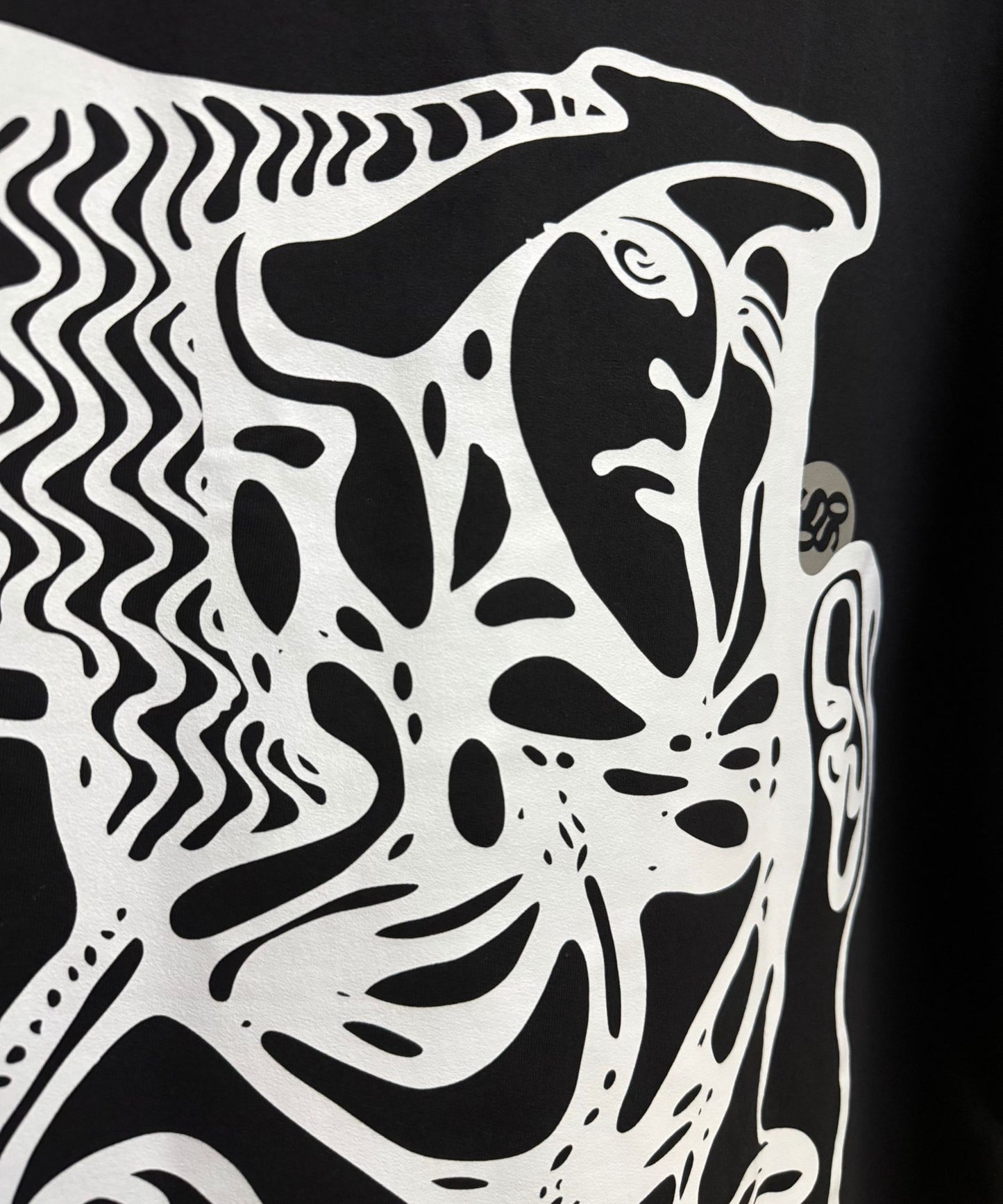 Unisex oversized fit styling of Art Chaos streetwear t-shirt for men and women